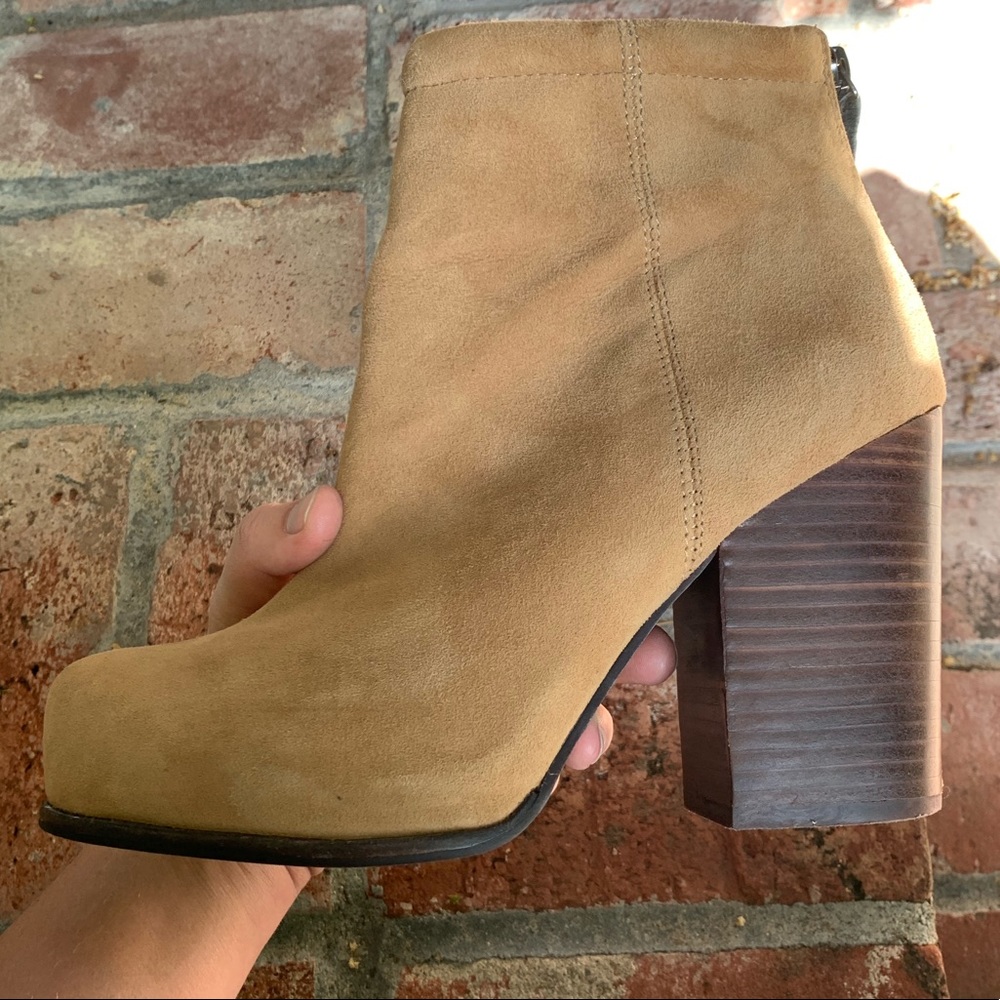 Jeffrey Campbell Rumble Tan Wood Block Booties - Picture 7 of 8